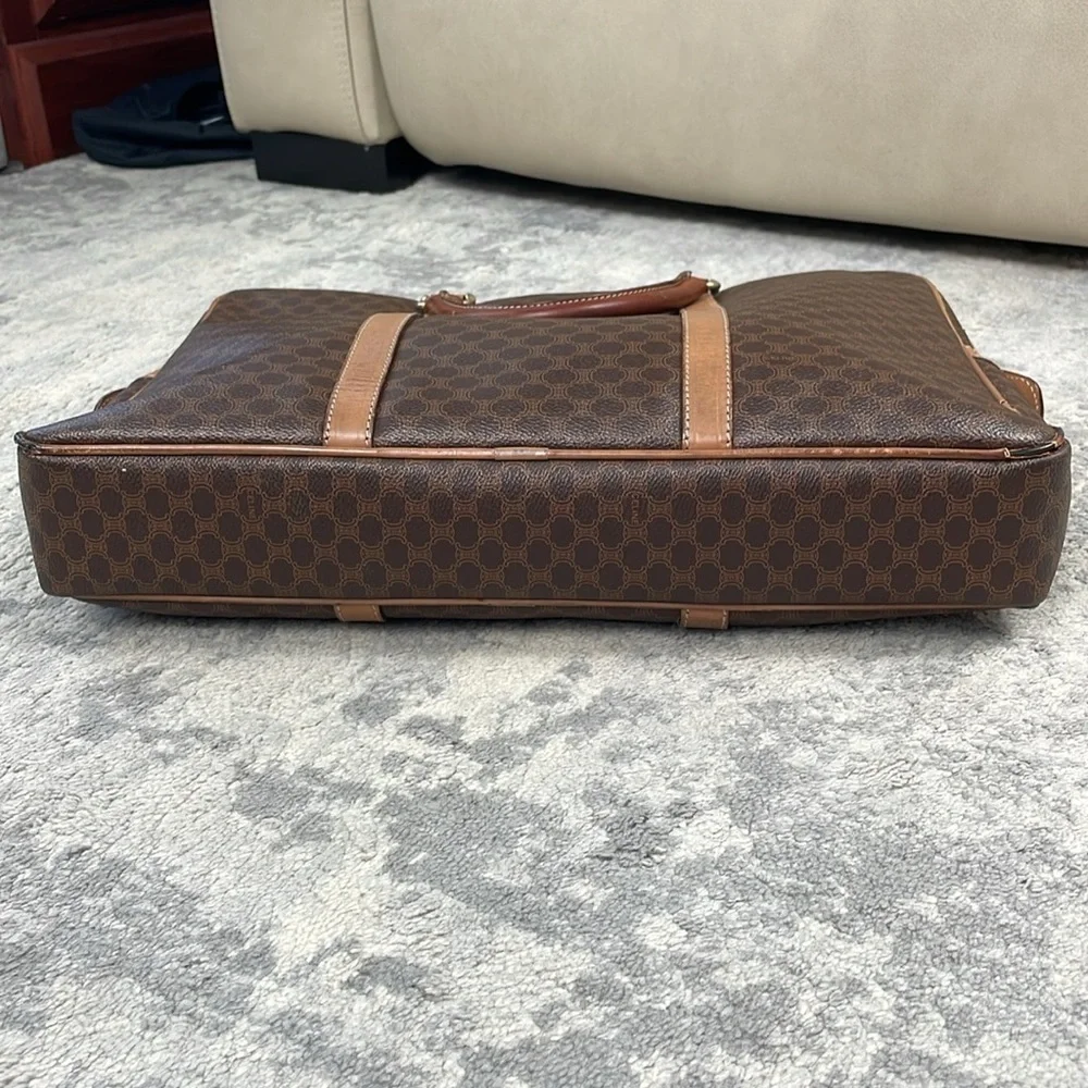Celine Brown Macadam Briefcase Business Laptop Bag Top Handle
